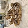 Unique Large Lion Head Wall Hanging Art Sculpture Gold Resin Lion Head Art Wall Decoration Bedroom Hanging Decoration