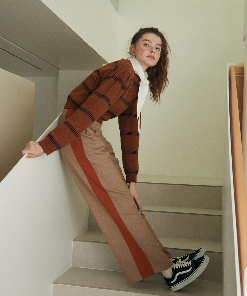 NEAR&DEAR Side Line Wide Pants_Brown