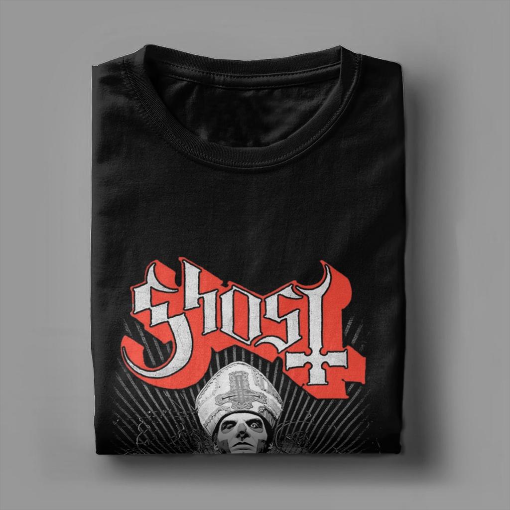 Футболки с принтом Ghost Band Papa Emeritus Rock Metal Мужские 100% Хлопок Новинка Футболки С круглым вырезом Футболки с коротким рукавом Топы Графические