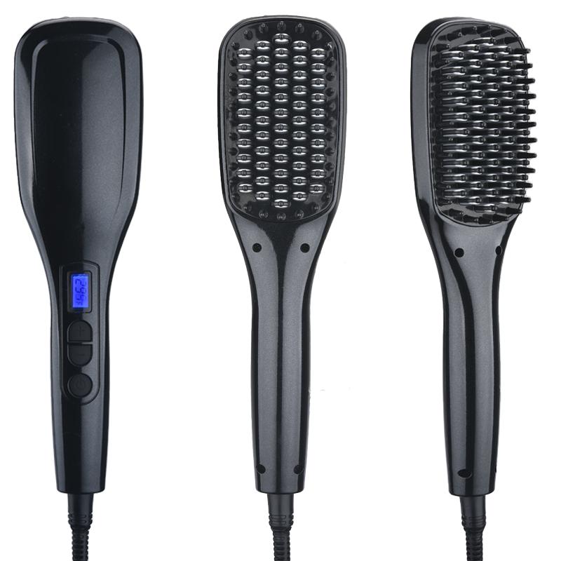 New Fluffy Anti-Static Hair Straightening Brush, Multi-Gear LCD Temp Control, Professional Multi-Function Styling Brush