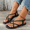 Fashion Women Flat Sandals 2024 Summer New Seaside Vacation Roman Sandal Fashion Outside Casual Cross Tied Woven Sandals Sandalias Mujer
