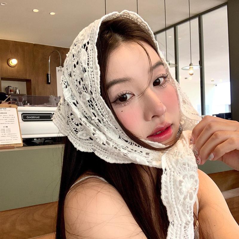 Summer Lace Bandana Scarf Korean Style Triangle Neckerchief, Boho Waist Belt For Girls, Countryside Photo Shoot Accessories