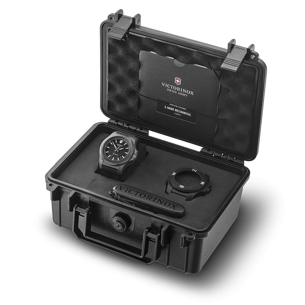 VICTORINOX CARBON Механические Автоматические Часы с Карбоново-Черным Черным Каучуком и Набором I.N.O.X. Мужской корпус, циферблат, ремешок, мультитул (241866.1)