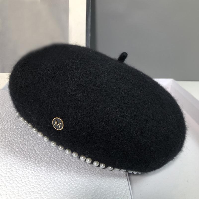 Британский шерстяной фетр Корейский бисер Ретро берет для женщин - Осень/Зима Социальный тренд художника