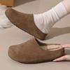 ZhongjiaShu Тапочки-полусапожки из овечьей шерсти, женские, из натуральной кожи, тапочки Boken, толстоподошвенные, ленивые, пушистые, женские