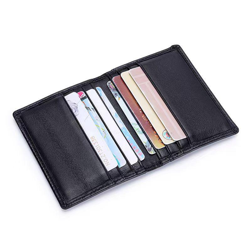 Slim Genuine Leather Card Holder ID License With Handwoven Design Unisex Minimalist Wallet