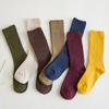 1 Pair Retro Women Stockings Spring Autumn Winter Knitting Solid Color Cotton Loose Long Socks Korean Japanese Student Girls