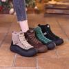 Women Letter Pattern Round Toe Snow Boots Non-slip Thick-soled Platform Ankle Boots Fleece-lined Thermal Winter Booties 2025