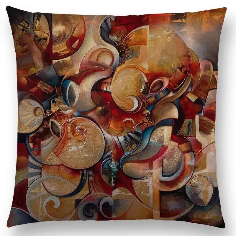 Новый d Печать Великолепная Абстрактная Живопись Таинственный Вихрь Геометрия Скульптура Наволочка для Подушки Автомобиль Диван Декоративная Наволочка