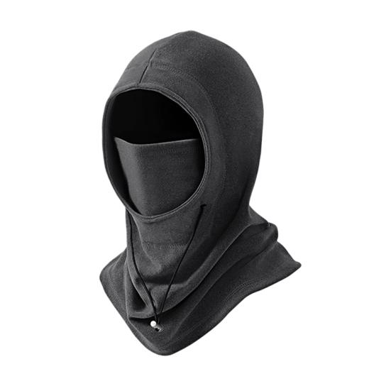 Riding Headgear Solid Color Adjustable Drawstring Windproof Winter Hat with Face Guard Elastic Fit Hat Cycling Accessory