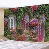 Весенние Цветы Деревянный Забор Гобелен Природа Розовое Растение Цветок Сад Окно Гобелен Настенный Декор для Спальни Гостиной