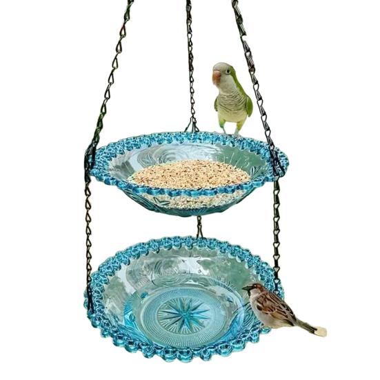 Подвесная ванна для птиц на открытом воздухе, поднос для колибри, двухслойная кормушка для диких птиц, миска для декора патио на заднем дворе