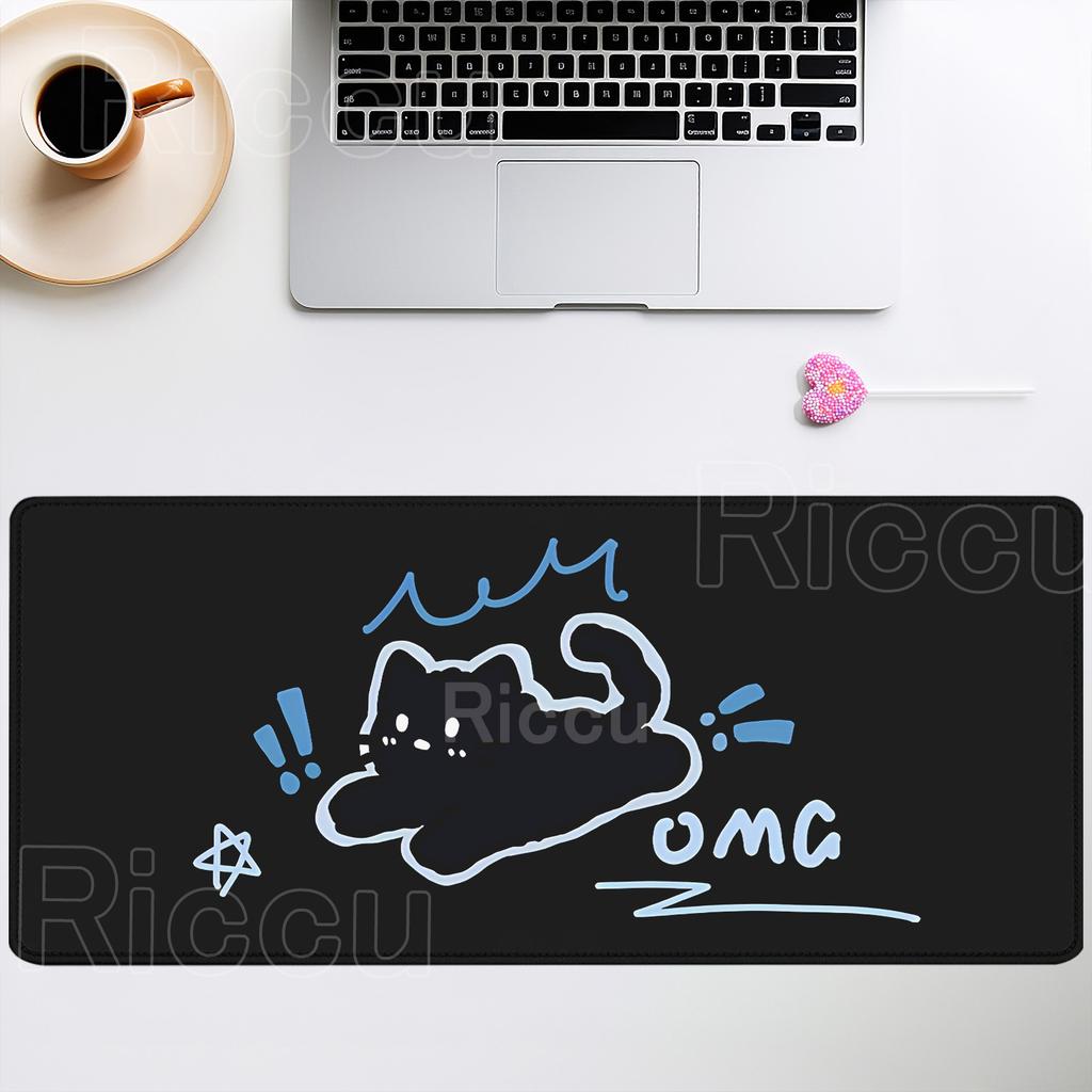 Cute Black Cats Mouse Pad Cartoon Art Design Gaming office Accessories Clouds Mousepad Gamer HD print Computer overlock Desk Mat