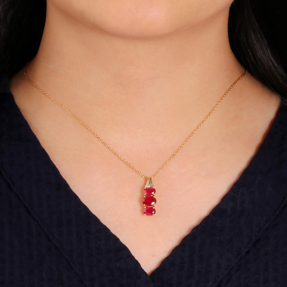 Элегантное нежное ожерелье с подвеской из натурального рубина, настоящие драгоценные камни, благородные украшения для женщин, подарки на день рождения и годовщину