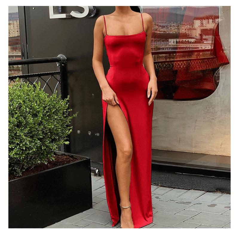 Лето 2025 года, взрывное похудение, ниша, умные подтяжки, сексуальное однотонное платье с разрезом, женское