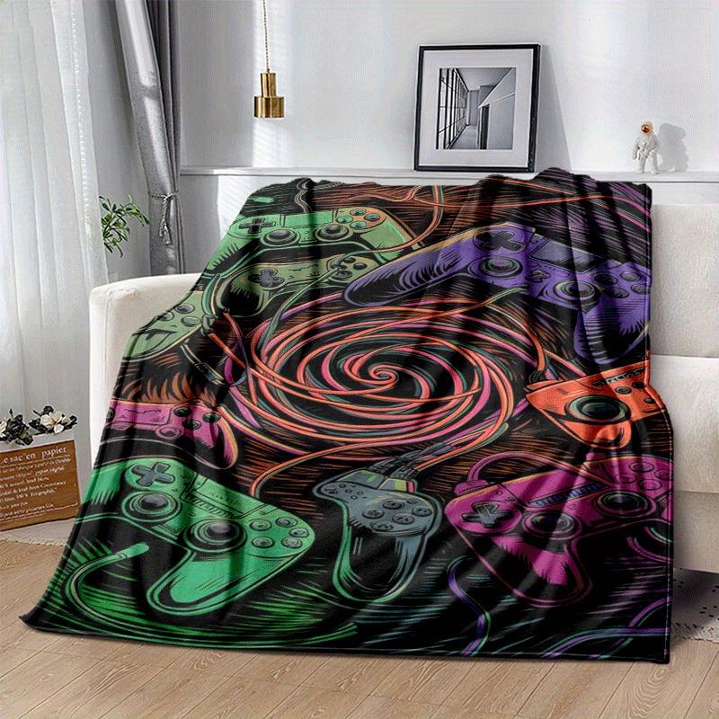 1pc Game Controller Printing Lightweight Flannel Blanket, Comfortable and Warm Blanket, Sofa Bed and Couch Office, Suitable for Gift