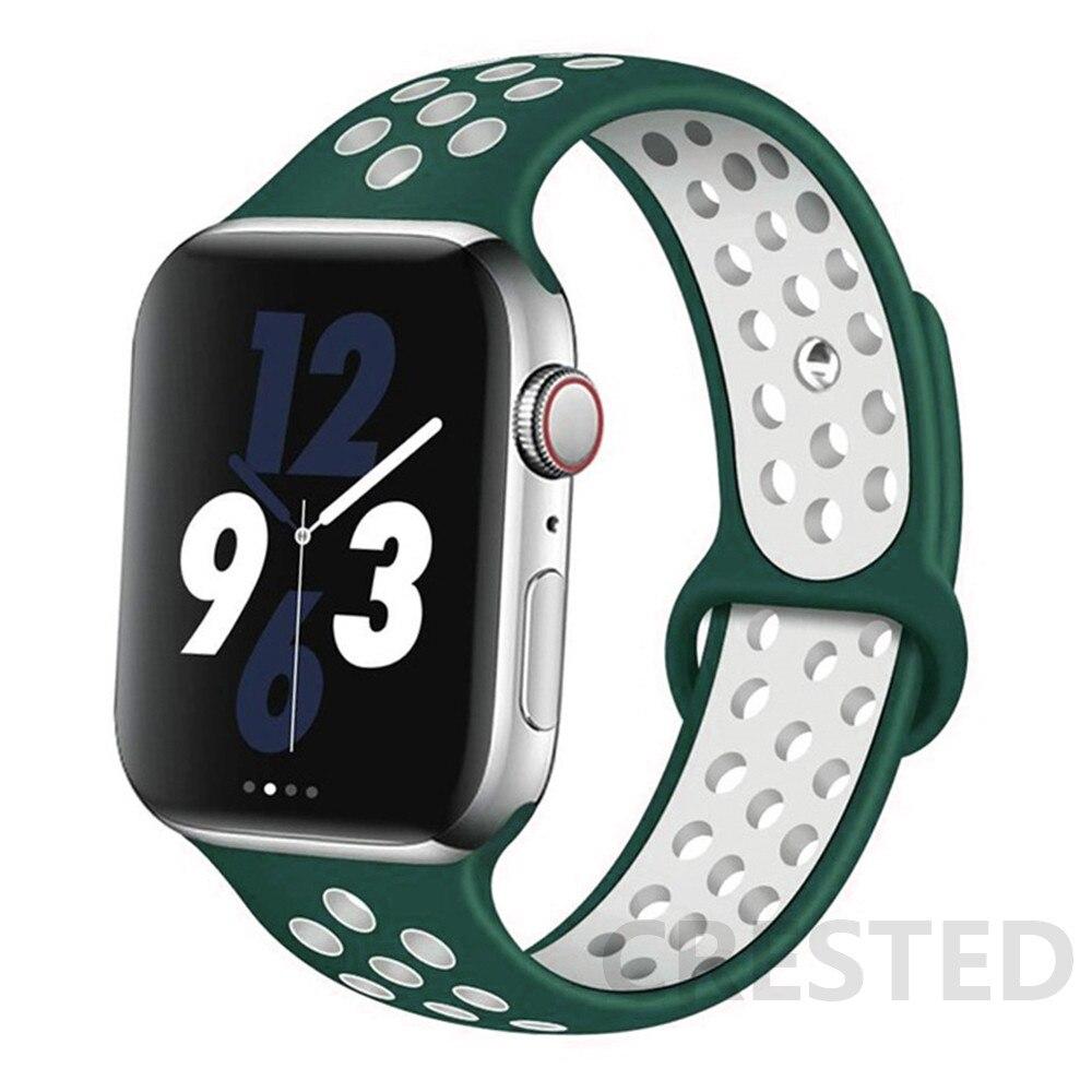 Спортивный силиконовый ремешок для Apple Watch Band 44 мм, 40 мм, 42 мм, 38 мм, 44 мм, дышащий браслет, ремешок для Apple Watch 6 iWatch 5 4 3 se