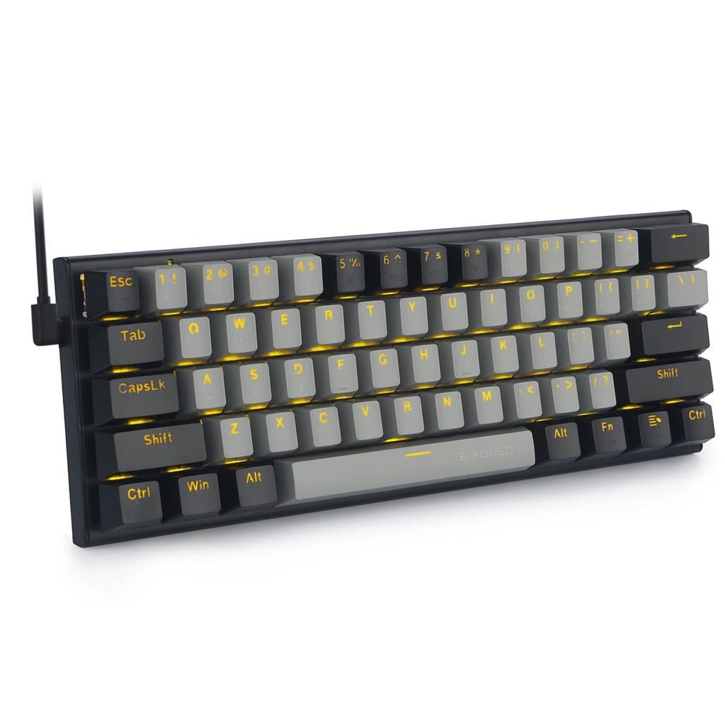 Mechanical Keyboard 61 Keys Gaming Keyboard with Red Axis Yellow LED Backlight Small Compact Keyboard USB Wired English Layout Compatible with Gaming