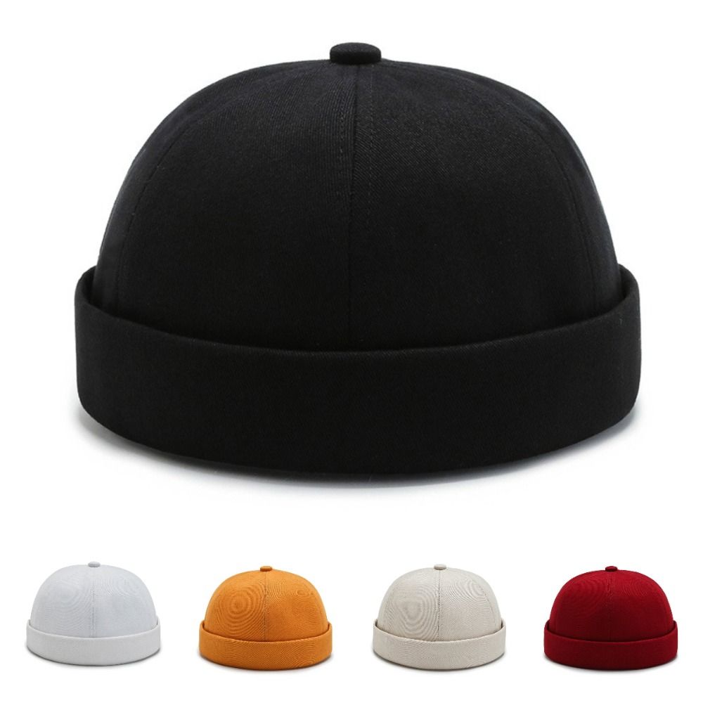 Dome Brimless Hat Unisex Solid Color Bucket Cap Retro Melon Docker Cap Outdoor