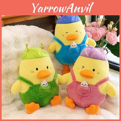 Очаровательная плюшевая игрушка-утка со смешной прической, мягкая набивная подушка-животное для детей