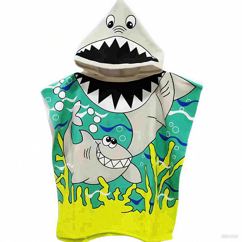 Children's Cartoon Print Hooded Bathrobe: Soft, Quick-drying, Ultra-Fine Fiber Wearable Towel Cape