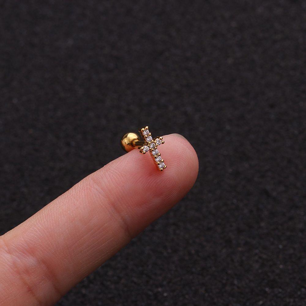 Серьги-гвоздики Helix Tragus Star Moon Heart CZ Пирсинг ушей Серебряные золотые украшения для тела