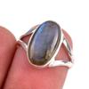 Натуральный Лабрадорит Драгоценный Камень 925 Проба Стерлинговое Серебро Ювелирное Кольцо Размер 6 Y4Z00