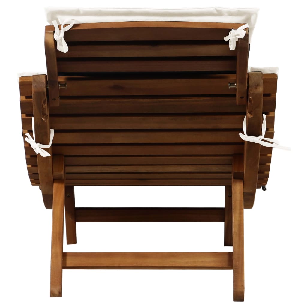 2 Piece Cream White Sun Loungers with Cushions Solid Acacia Wood