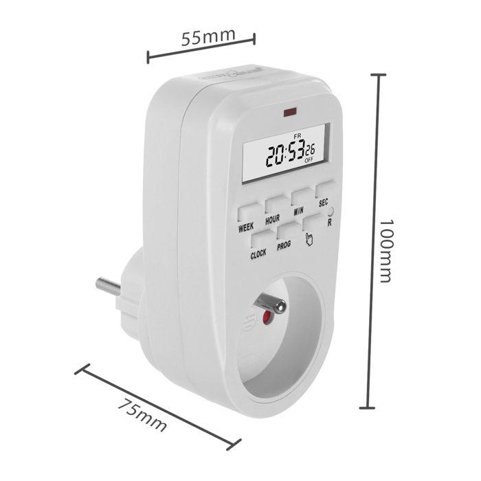 Prise programmable - GreenBlue - GB362 E - Horloge digitale - Charge max. 16A - IP20 - Blanc