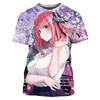 Летняя футболка Quintessential Quintuplets в стиле аниме для девочек Nakano Nino с 3D принтом, повседневные модные футболки с короткими рукавами, мужская одежда