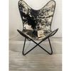 Leather Butterfly Chair - Black & White Cowhide Design Cover, Foldable Chair for Home Décor, Living Room, Outdoor, Housewarming Gift