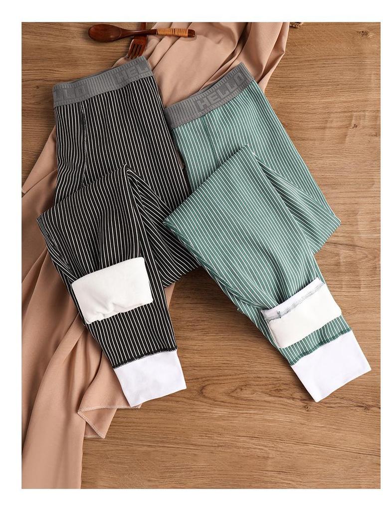 Men's Fleece-Lined Base Layer Pants - Extra Thick, Elastic, Warm Cotton Wool Long Johns for Boys & Youth In Solid Colors for Cold Weather