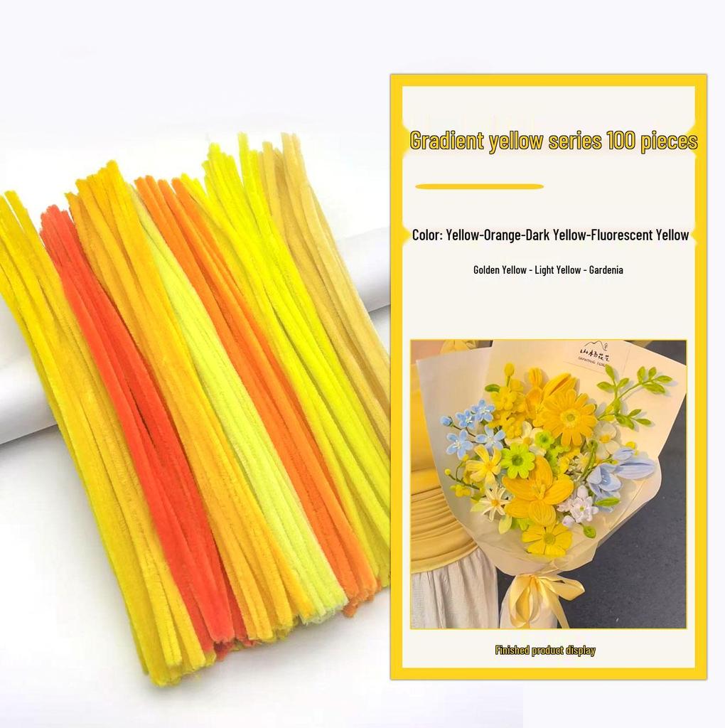 Thickened White Chenille Pipe Cleaners - Mixed Colors for DIY Bouquet Crafts