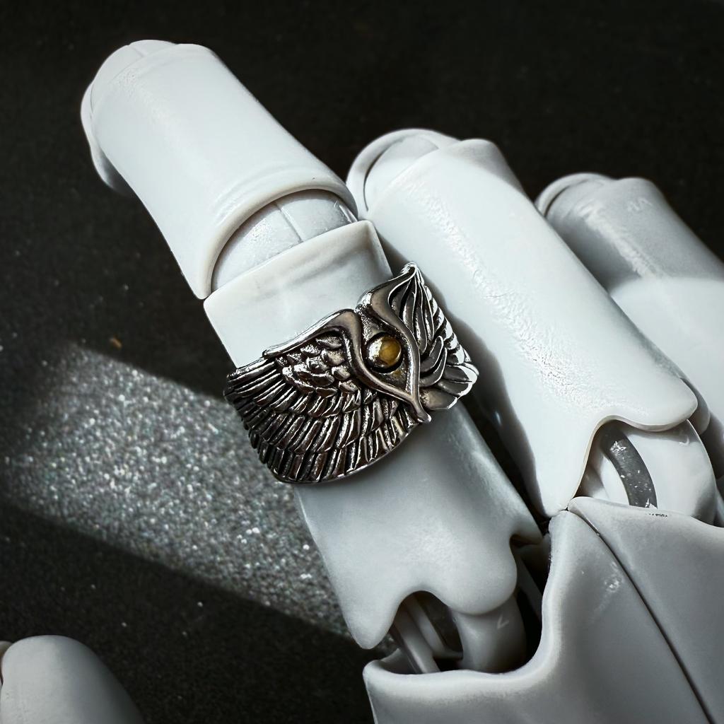 Retro Angel&Demon WIngs Adjustable Open Ring For Men Punk Gothic Edgy Jewelry Silver Color Bikers Accessories Vintage Gift