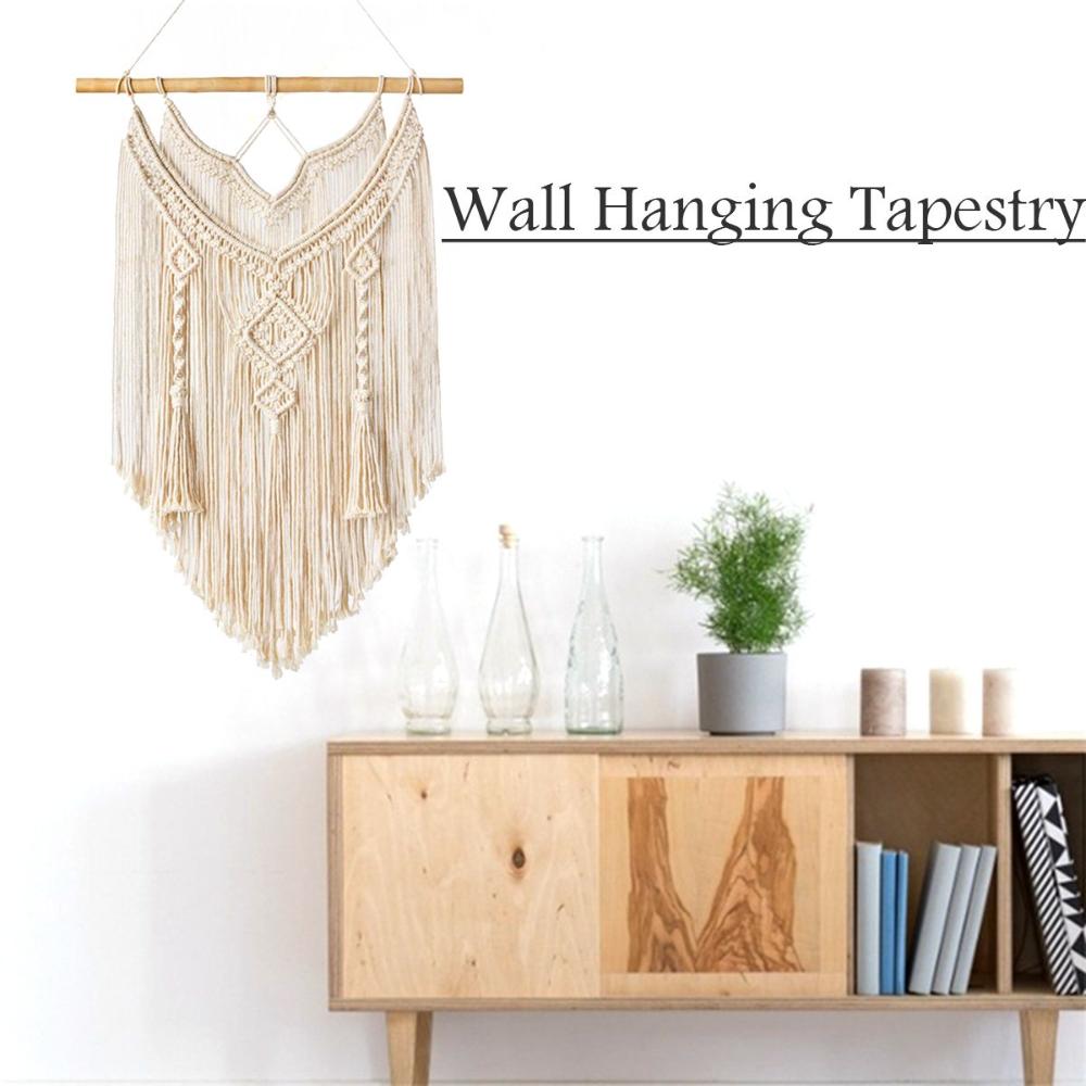 Wall Art Wooden Boho Chic Bohemian Macrame Tapestry Wall Hanging Blanket
