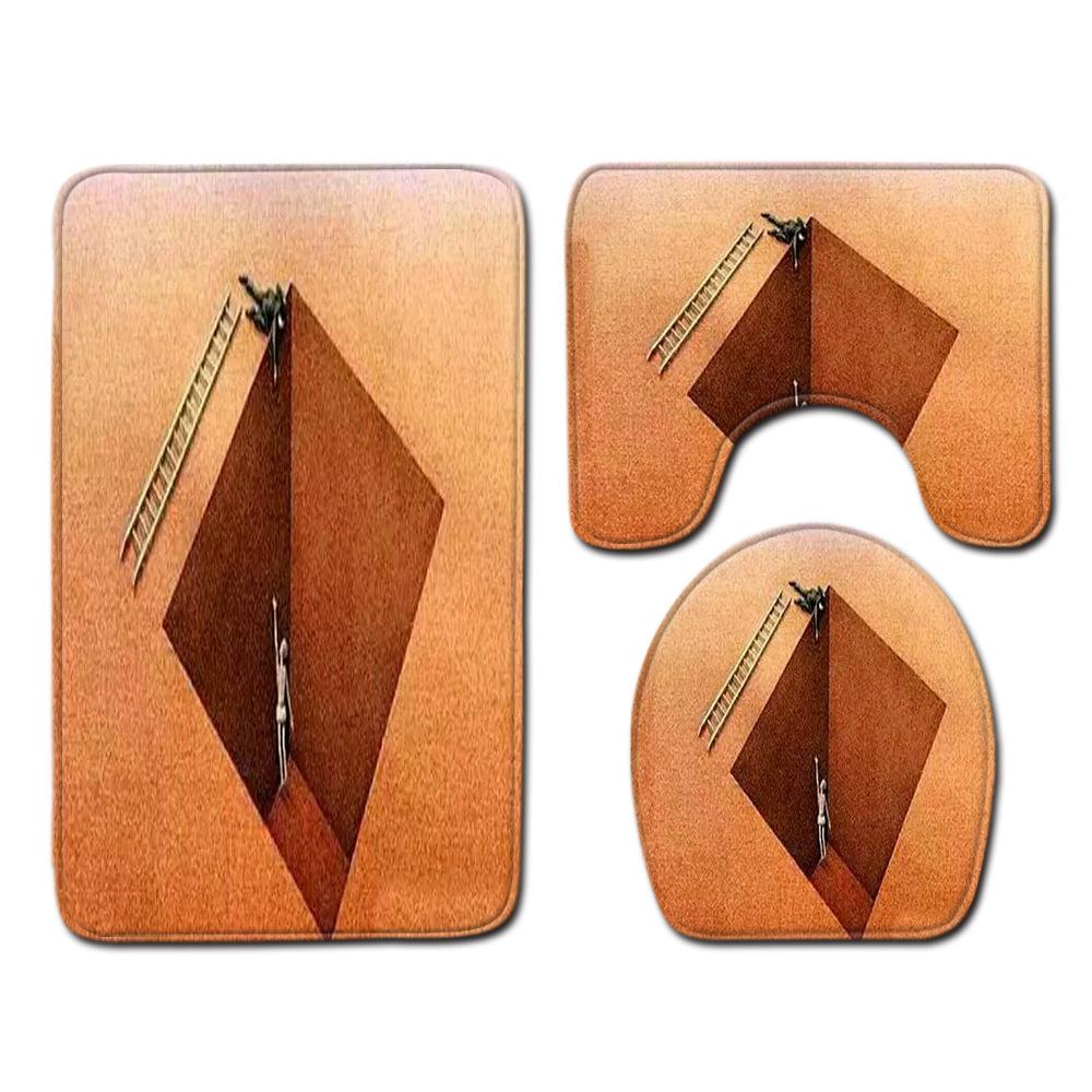 Философский смысл Коврик для пола в ванной Комнатный ковер из трех частей Набор ковриков для туалета Придверный коврик Нескользящий коврик для ванной