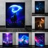 Magical Fantasy Animals Glowing Horns Prints Poster Canvas Painting Modern Wall Art Pictures For Living Room Bedroom Home Decor
