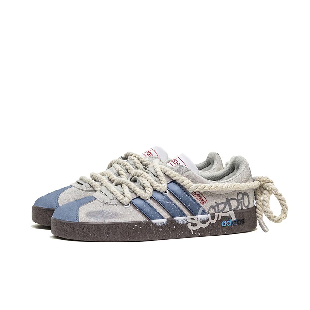 adidas VL COURT 2.0 Da Vinci, Коробка, Синий Модные Амортизация Низкие Кеды для Скейтбординга Унисекс Синий Серый HQ1802(КомандаМ-С-КОРОБКА)