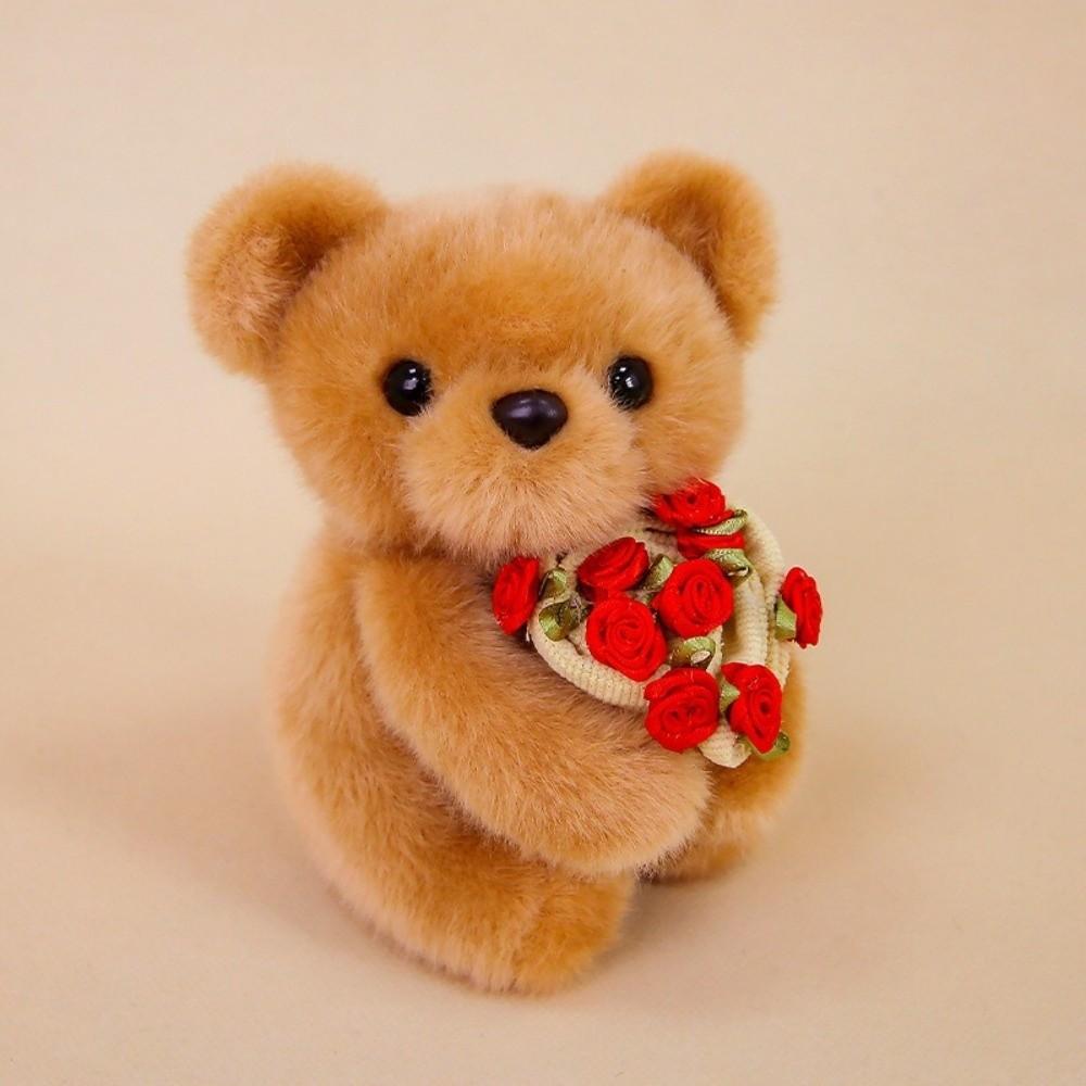 with Floral Blanket Bear Wear Rose Doll 15cm Bouquet Rabbit Doll Rose Bear Plush Toy  Anniversary