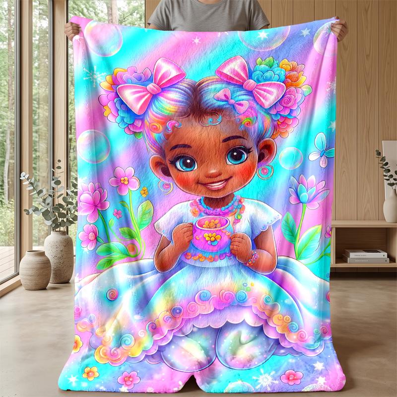 Fairy in a Magical Garden Theme blanket Lightweight Warm Flannel Blanket Decorative Throw Blanket for Home Decoration