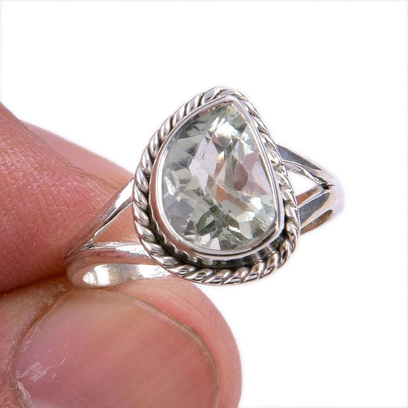 Подарочное кольцо из чистого серебра 925 пробы с натуральным зеленым аметистом S.5.5 f1S54