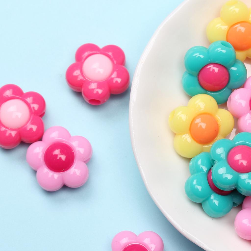 Hanmade Jewelry Accessories for Bracelet Necklace Making Acrylic Flower Loose Beads Creative Pendant 30Pcs Fashion Solid Color