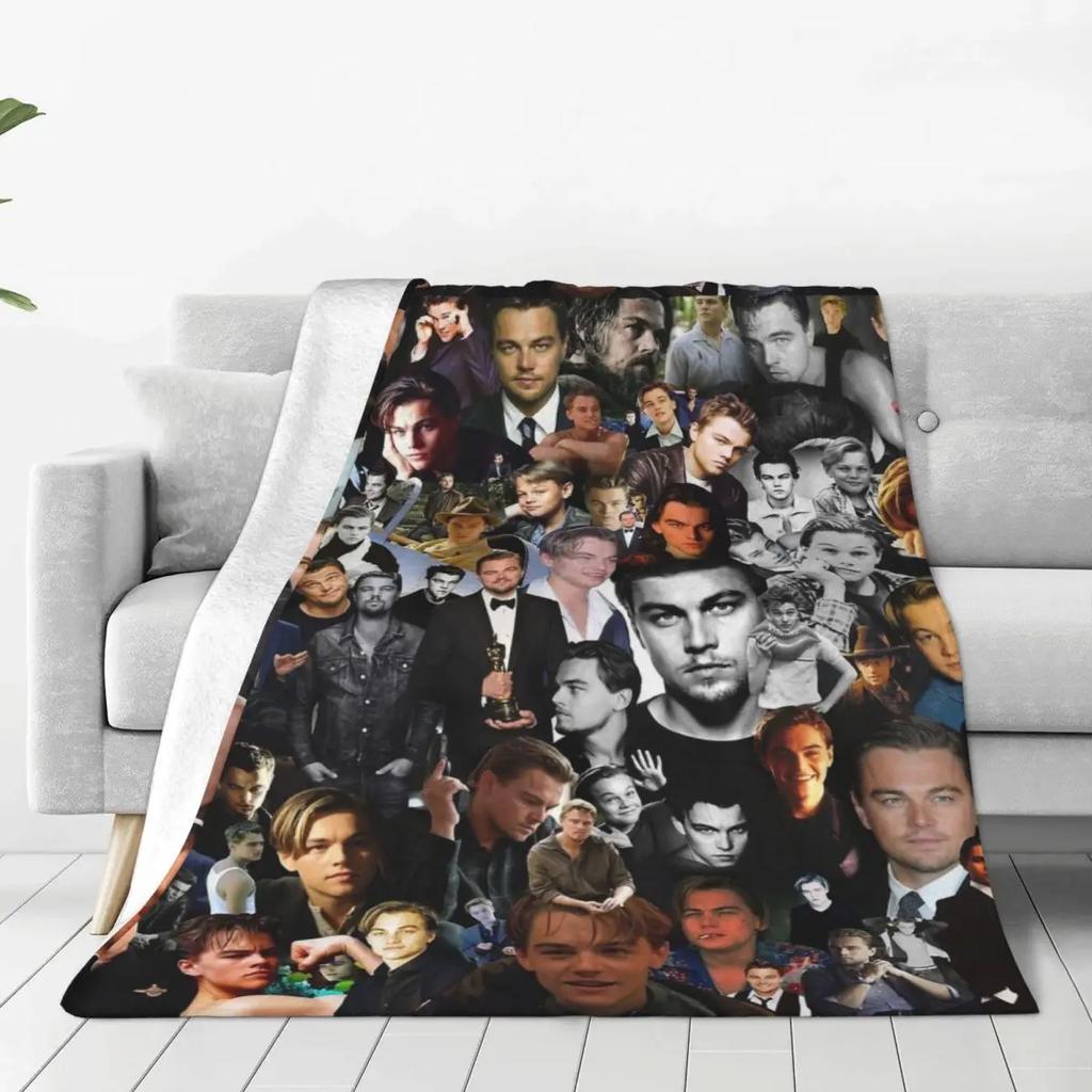 Leonardo Dicaprio Collage Fuzzy Blanket Vintage Throw Blankets for Home Hotel Sofa 150*125cm Quilt