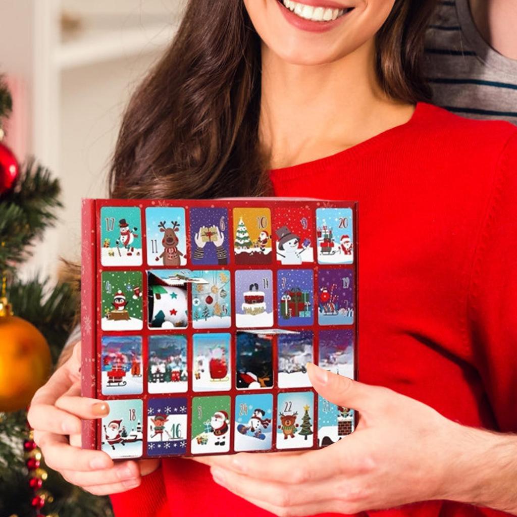 24-дневная смешная рождественская подарочная коробка-адвент-календарь, носки средней длины для кануна Рождества, осени/зимы, с обратным отсчетом, подарочные рождественские носки для ребенка