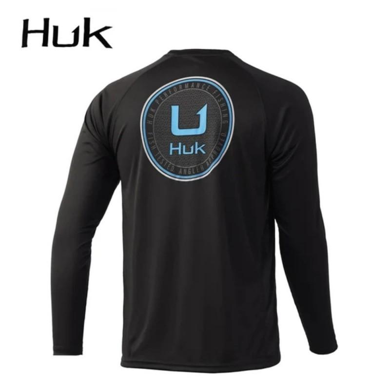 HUK Одежда для рыбалки Luya Футболка с длинным рукавом и круглым вырезом Мужская Защита от солнца Быстросохнущая Дышащая