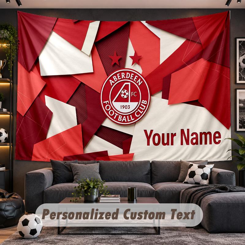 Aberdeen FC Personalized Tapestry Support Custom Name, Wall Art Home Decoration