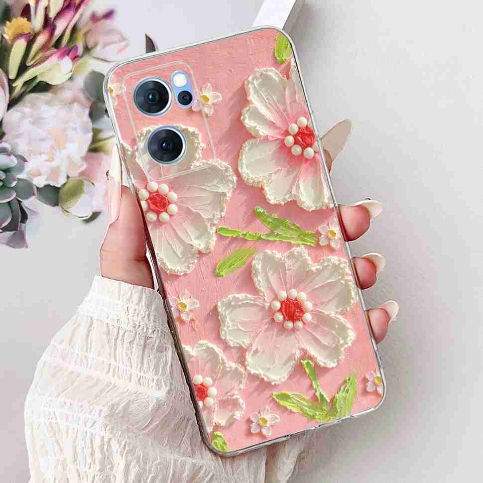 Чехол для Oppo Reno7 5G Милый Кот Цветок Расписная Крышка Мягкие Fundas Чехол для Телефона Для Oppo Find X5 FindX5 Lite Reno 7 5G Задняя Крышка