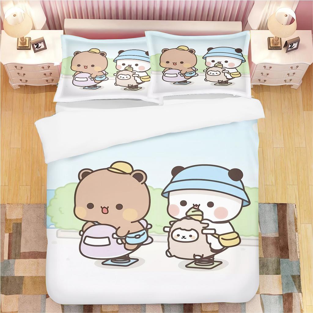 Милый Bubu Dudu мультяшный медведь панда пододеяльник кавайный комплект постельного белья мягкий пододеяльник и наволочки односпальные/двуспальные/королевские/королевские для мальчиков