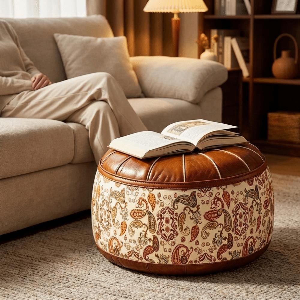 Unstuffed Sofa Stool Cover PU Leather Clothes Storage Bag Large Opening Storage Leg Bench Bedroom