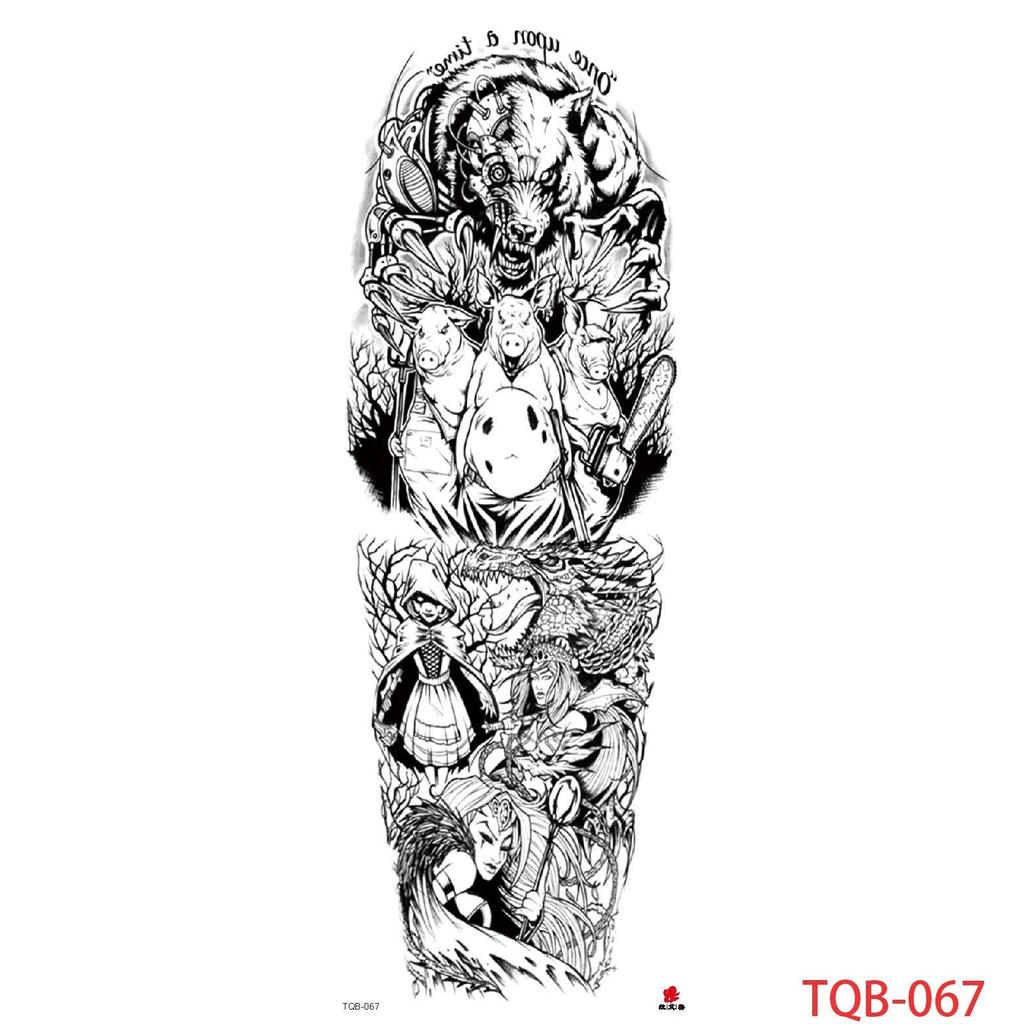1 PC 480*170MM Large Temporary Tattoos Sleeve for Men Women Full Arm Selleve Tattoos Temporary Realistic Fake Wolf Tiger Lion Tattoo